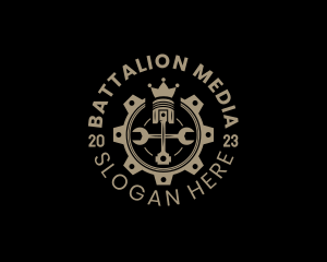 Royal Cog Piston logo design