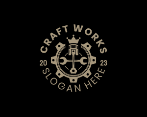 Royal Cog Piston logo design