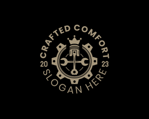 Royal Cog Piston logo design