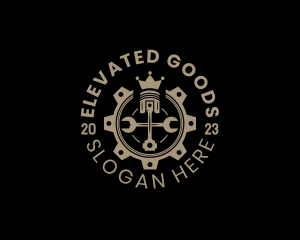 Royal Cog Piston logo design