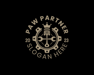 Royal Cog Piston logo design