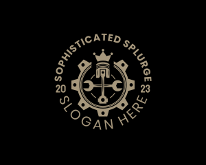 Royal Cog Piston logo design