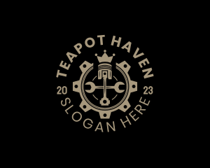 Royal Cog Piston logo design