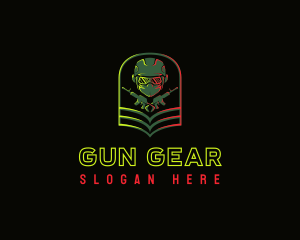 Soldier Gun Shooting logo design