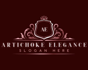 Elegant Floral Shield logo design