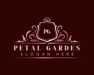 Elegant Floral Shield logo design