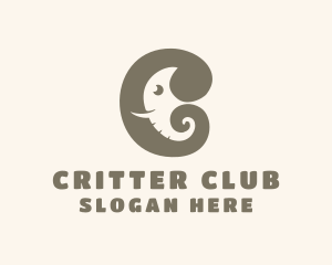 Animal Elephant Letter C logo design