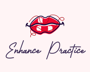 Red Lipstick Cosmetic logo design