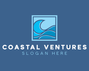 Surfing Ocean Wave logo design