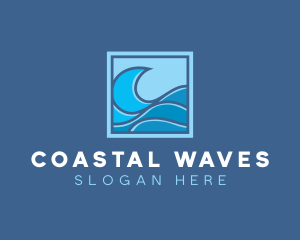 Surfing Ocean Wave logo design