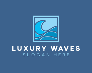 Surfing Ocean Wave logo design