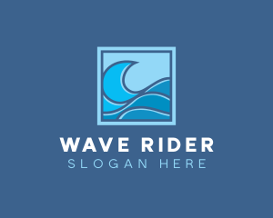 Surfing Ocean Wave logo design