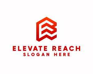 Red Isometric Letter E logo design