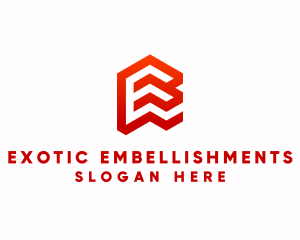 Red Isometric Letter E logo design