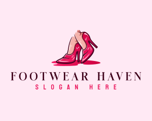 Woman High Heels Footwear logo design