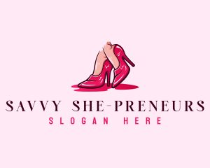 Woman High Heels Footwear logo design