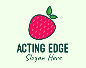 Red Organic Strawberry logo design