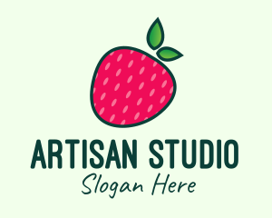 Red Organic Strawberry logo design