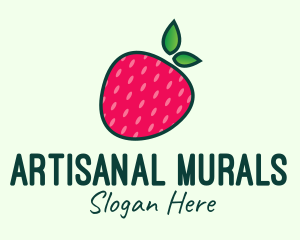 Red Organic Strawberry logo design