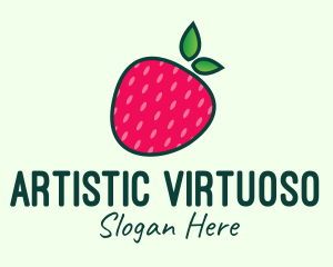 Red Organic Strawberry logo design