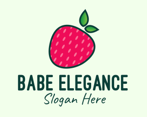 Red Organic Strawberry logo design