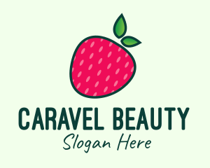 Red Organic Strawberry logo design