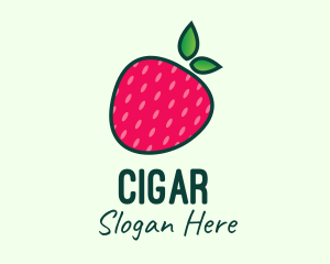 Red Organic Strawberry logo design