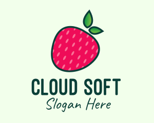 Red Organic Strawberry logo design