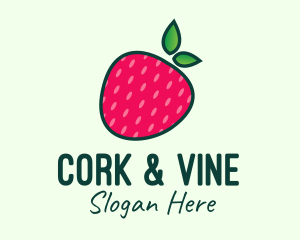 Red Organic Strawberry logo design