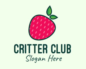 Red Organic Strawberry logo design