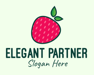 Red Organic Strawberry logo design