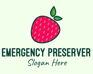 Red Organic Strawberry logo design