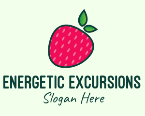 Red Organic Strawberry logo design