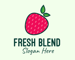 Red Organic Strawberry logo design