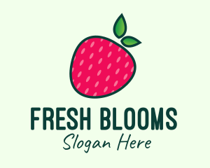 Red Organic Strawberry logo design