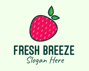 Red Organic Strawberry logo design