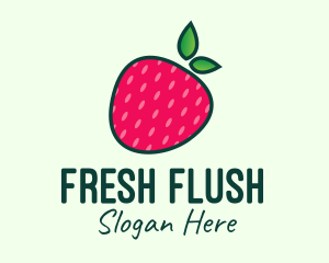 Red Organic Strawberry logo design