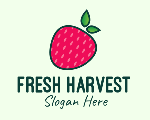 Red Organic Strawberry logo design