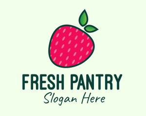 Red Organic Strawberry logo design