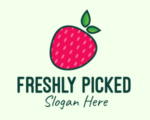 Red Organic Strawberry logo design