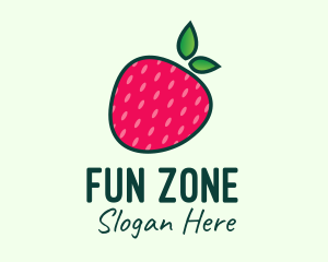 Red Organic Strawberry logo design