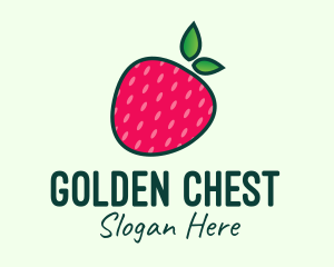 Red Organic Strawberry logo design