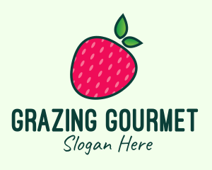 Red Organic Strawberry logo design