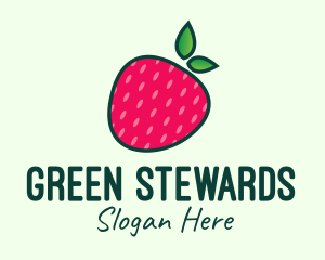 Red Organic Strawberry logo design