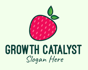 Red Organic Strawberry logo design