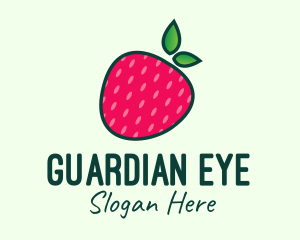 Red Organic Strawberry logo design