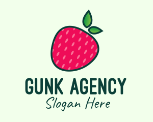 Red Organic Strawberry logo design