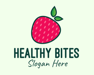 Red Organic Strawberry logo design