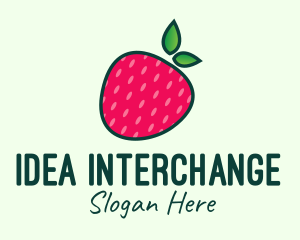 Red Organic Strawberry logo design