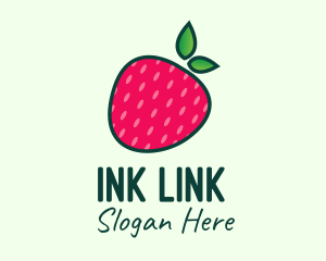 Red Organic Strawberry logo design